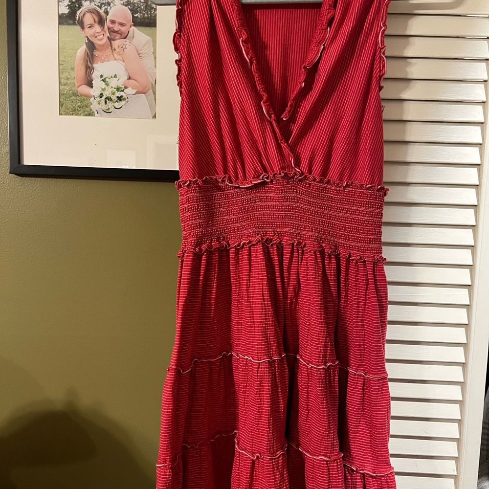 Max Studio Red Sleeveless Ruffled Dress